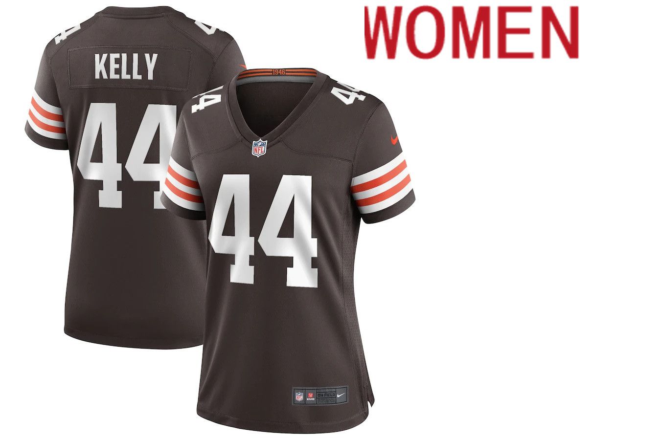 Women Cleveland Browns #44 Leroy Kelly Nike Brown Game Retired Player NFL Jersey